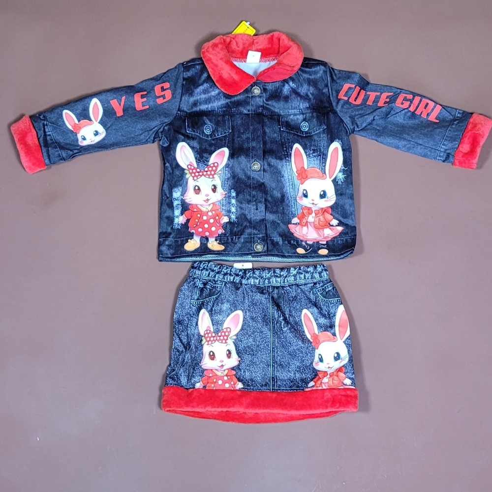 SHEIN Kids Pajama Set - Black and Red Bunny Design